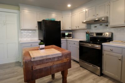 Apartment appliances and butcher block