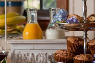 Fresh orange juice and baked muffins