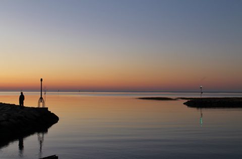 rock harbor sunset